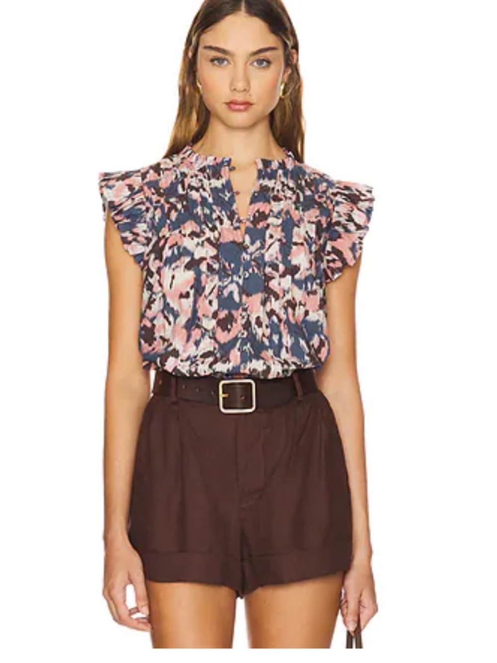 Cleobella Maritza Blouse Le Jules Large Ruffle Cap Sleeve Blouse Organic Cotton